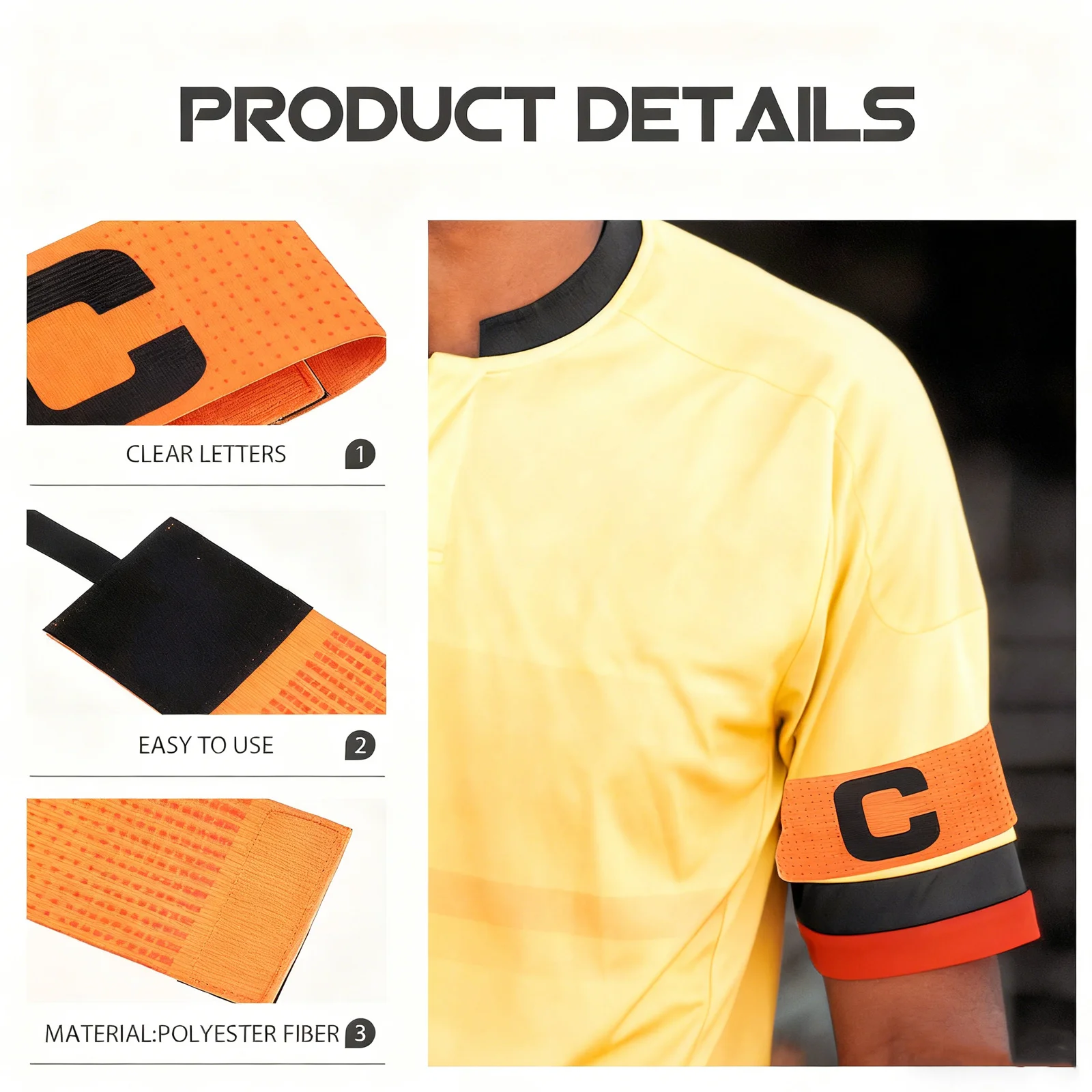 

3Pcs Football Captain Armband Wear-Resistant Anti-Slip Sports Band Soccer Team Leader Mark for Football Basketball Rugby