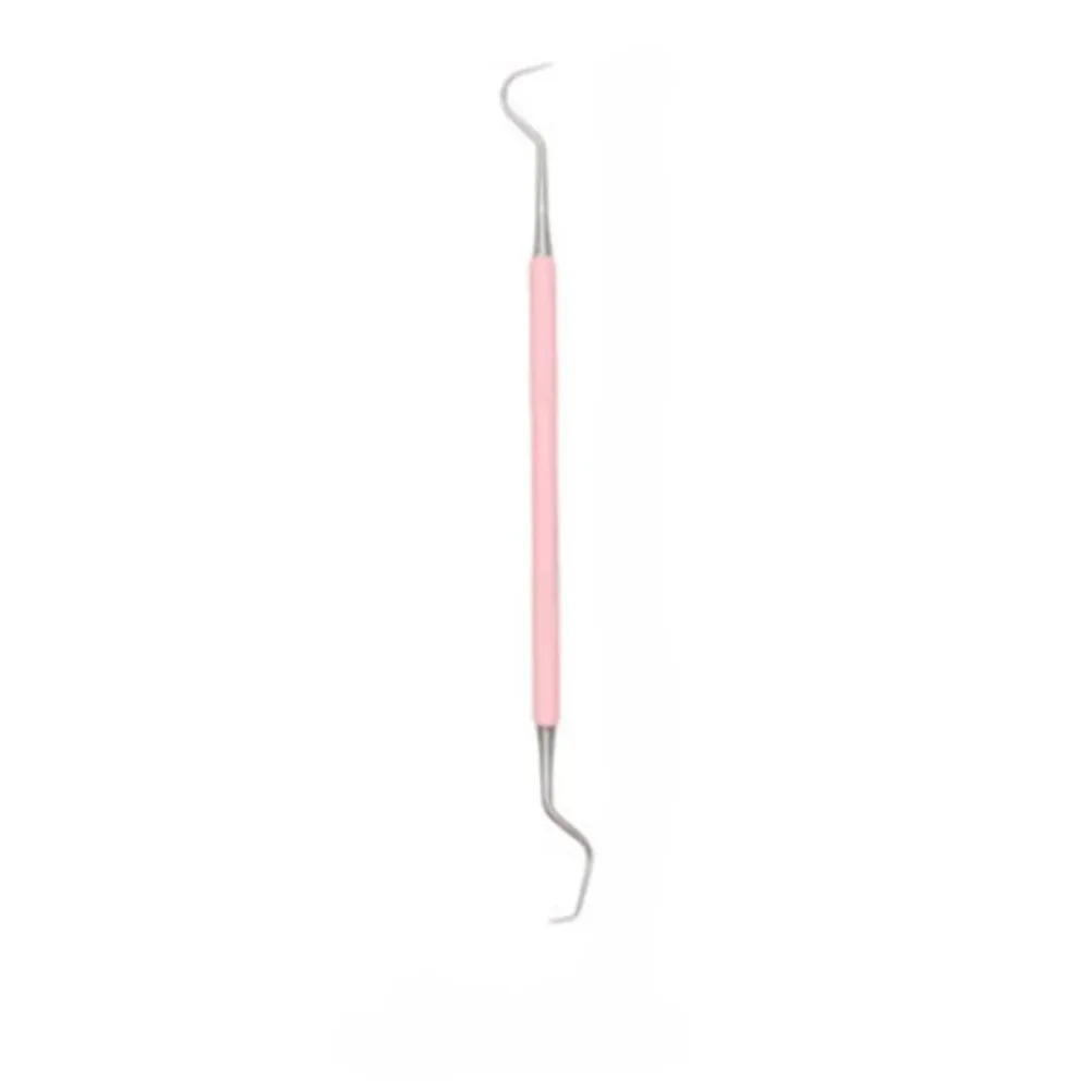 Dental Mouth Mirror Tweezers Probe Pink Color Stainless Steel Hygiene Explorer Probe Hook Double Heads Dentist Tool