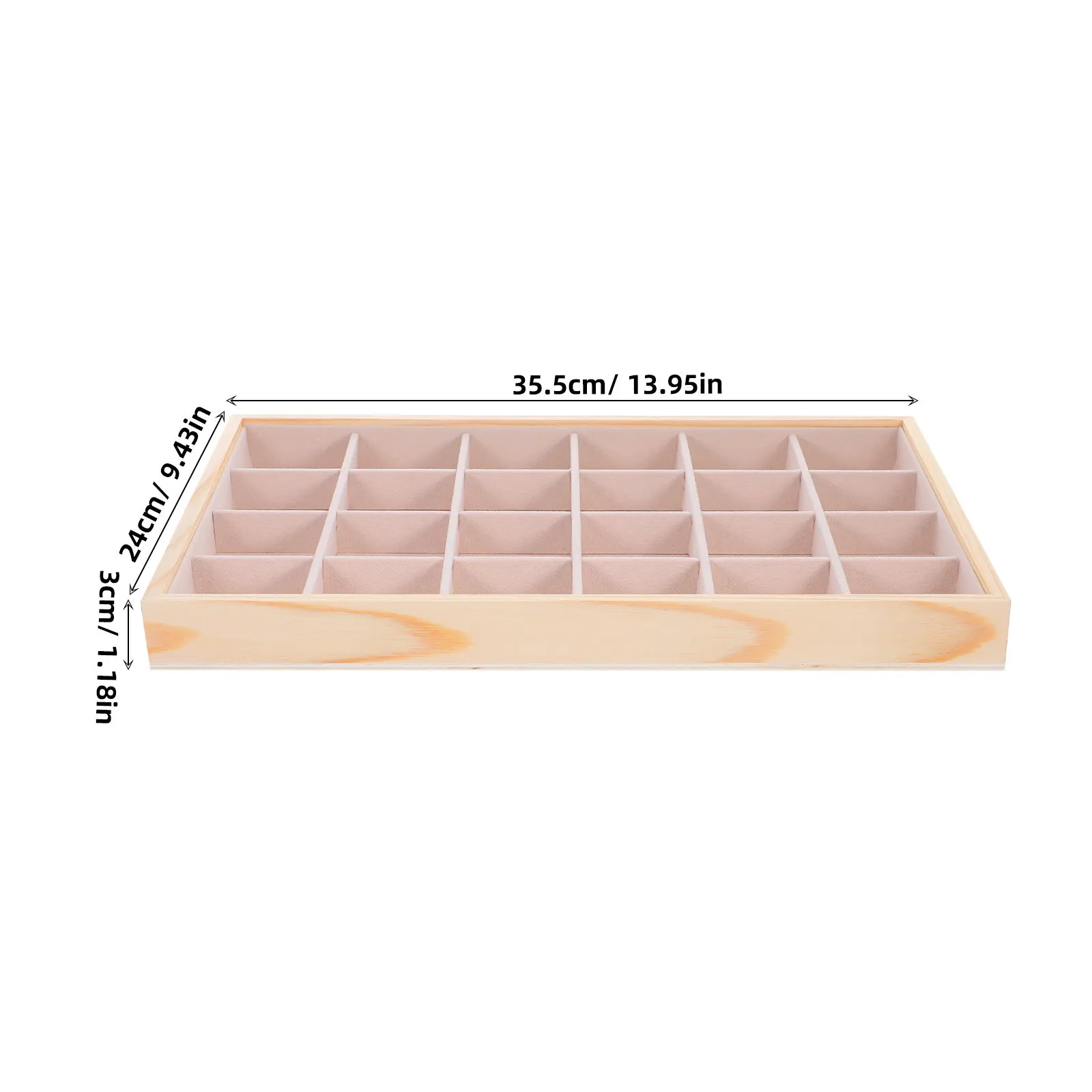 Wood Jewelry Organizer Tray Natural Wood Texture Elegant Design for Rings Necklaces Bracelets Retail Counter Live Stream Display