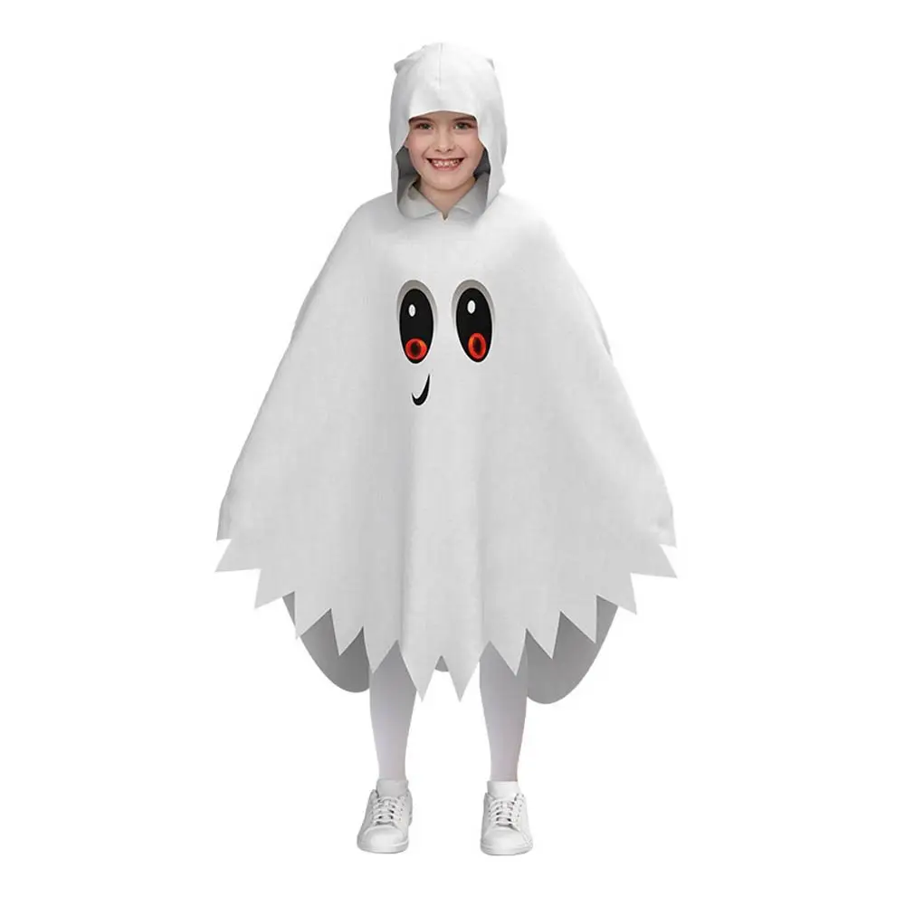 Incandescente Halloween Bambini Mantello Cosplay Bianco Nero Divertimento Interazione Festa Vestire Abbigliamento Prop Sciolto Fantasma Mantello con cappuccio Regalo