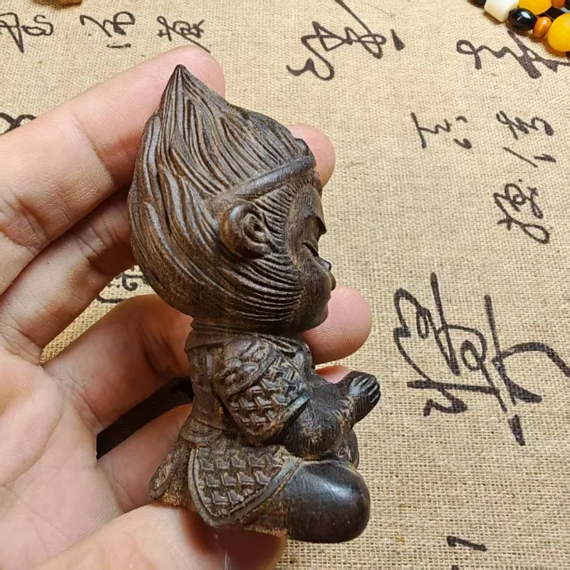 Hand-Carved Agarwood Monkey King Statue - 3
