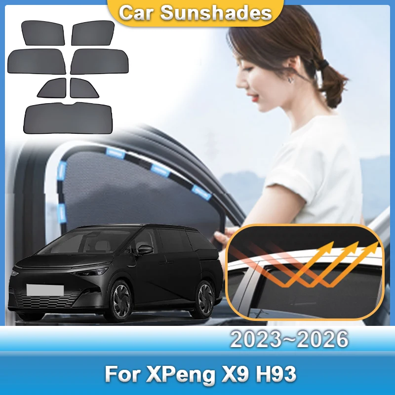 

Sun Shade For XPeng X9 H93 2023 2024 2025 2026 Windshield Window Visor Breathable Heat Insulation Anti-mosquito Car Accessories