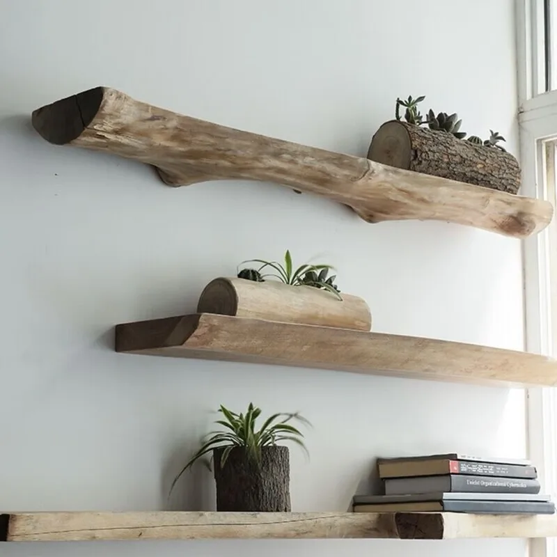 

Solid Wood Organizer Shelf Multifunctional Storage Floating Wall Shelves Living Room Wood Display Stand Bedroom Decoration Shelf