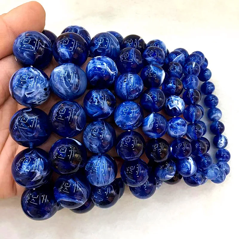 

Blue Honey single circle round bead honey wax Bracelet 108 Buddha beads Fashion Bracelet Blue Amber men's women's high-end gift