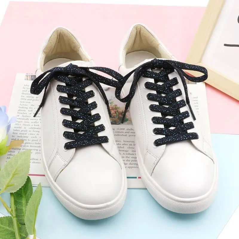 1 Paar bedruckte, flache Schnürsenkel für Sneaker, farbige Sport-Schnürsenkel, Schnürsenkel mit Tintenfleck-Motiv, 0,8 cm breit, für Freizeitschuhe und Sneaker. – Detail 10