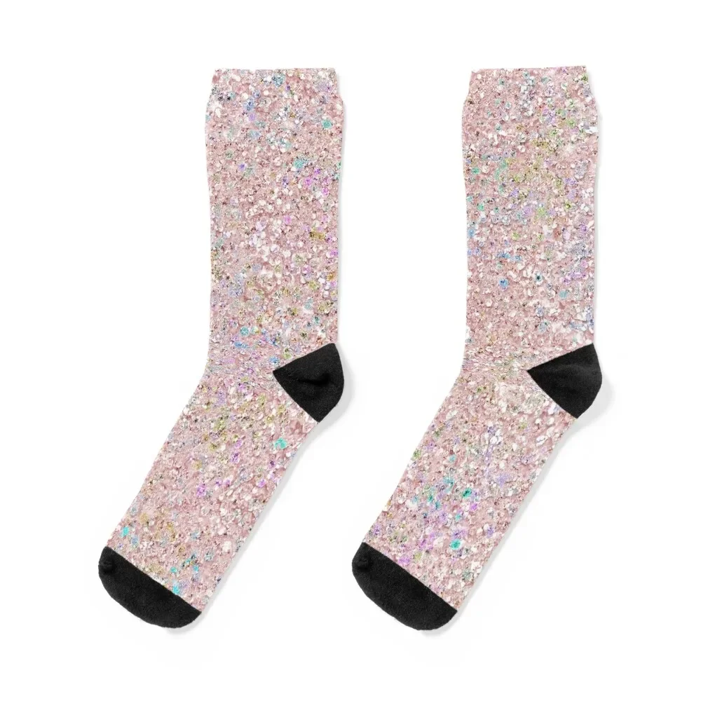 

Iridescent Pink Glitz Pattern Socks anti-slip snow Toe sports summer Woman Socks Men's