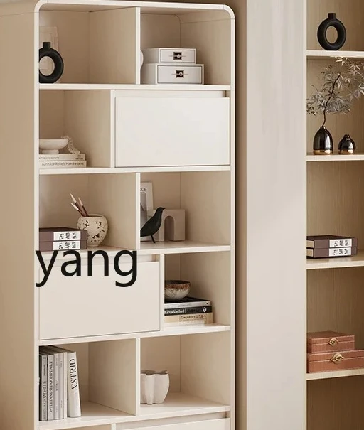 

LMMCream Wind Solid Wood Display Cabinet TV Side Standing Cabinet Living Room Bookshelf Locker