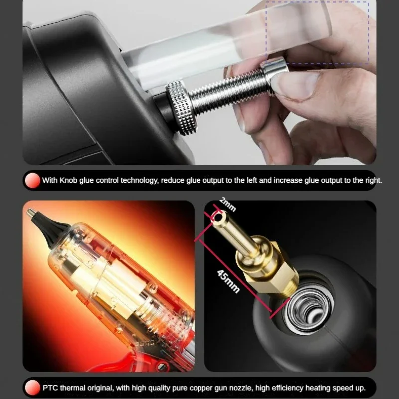 11mm Hot Melt Glue Gun 300W with Glue Sticks and Copper Nozzle Hot Silicone Gun Yellow/Red/Black Car Repair,handmade DIY Tools