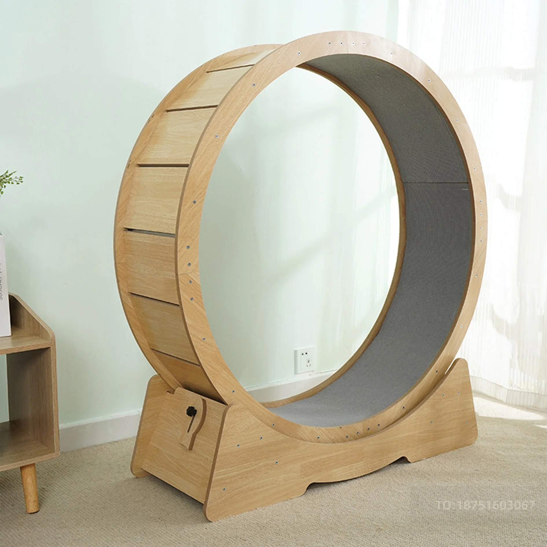 Solid Wood Cat Exercise Wheel, Multi-Layer Board, Durable Safe Fast Operation, Original Wood Color, Pet Fitness Toy