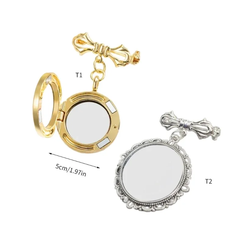 Non Customizable Wedding Picture Pin Photo Frame Lapel Pin Lacy Oval Brooch Jewelry Gift for Christmas