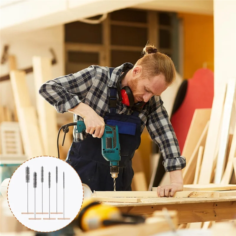 A84E-Juego de cepillos de limpieza para agujeros de taladro percutor-cepillos de acero inoxidable de 8/12/16/20/25/30Mm para proyectos de perforación