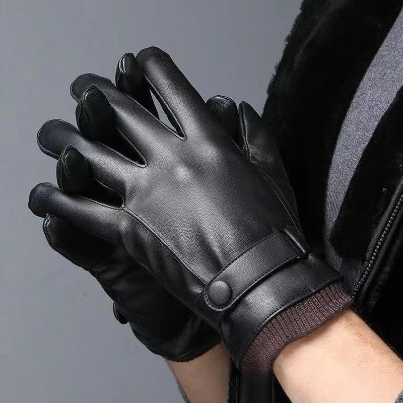 قفازات جلدية شتوية للرجال والنساء - مبطنة حرارية مقاومة للماء تعمل باللمس لركوب الدراجات النارية ومقاومة للبرد وركوب الدراجات والتزلج