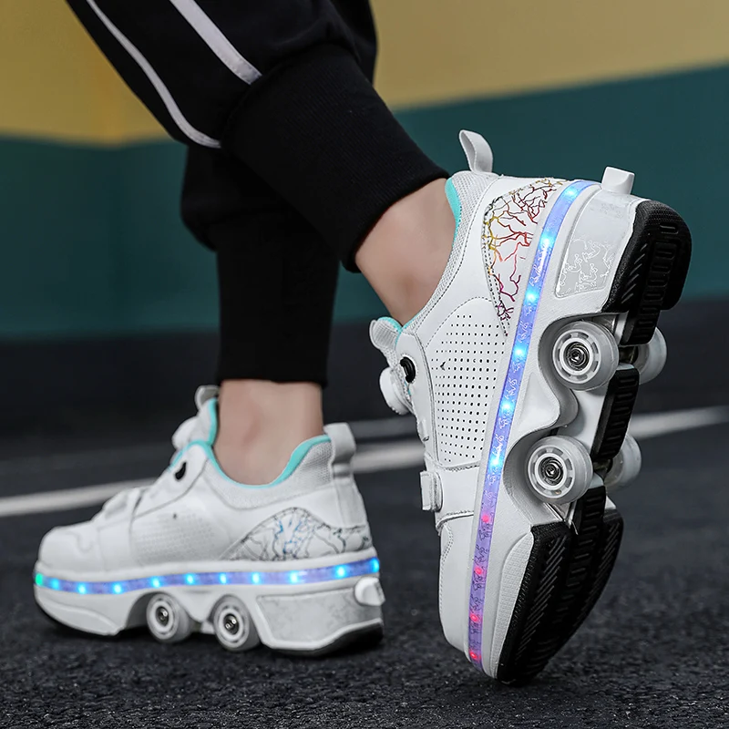 

Street Style Roller Skates for Boys And Girls Dual-Wheel Casual Running Shoes Parkour Skateboard Sneakers New Arrival
