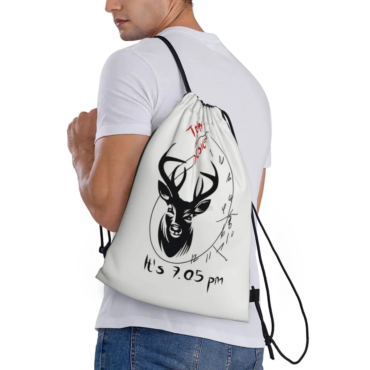 

Hannibal Mads Mikkelsen Backpacks Portable Drawstring Bags Shoes Bag Book Bags for Man Woman School