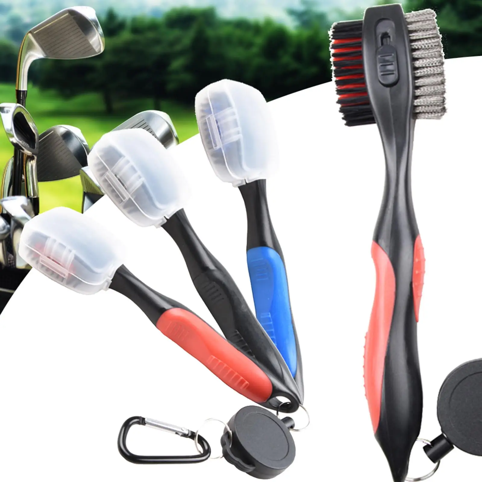 

Golf Club Cleaning Tool with Retractable Brush and Groove Cleaner for Sports