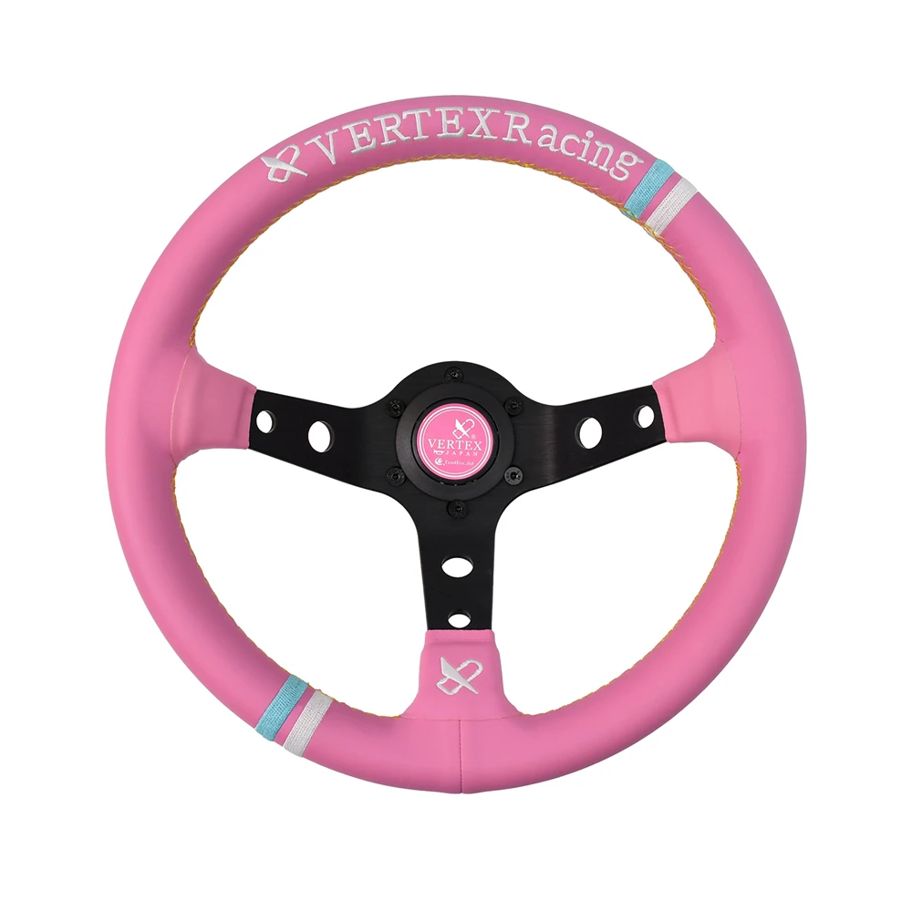 

VERTEX 320mm Special Pink Leather Racing Steering Wheel 6 Hole Deep Concave Drift Racing Steering Wheel White Blue Interfacet