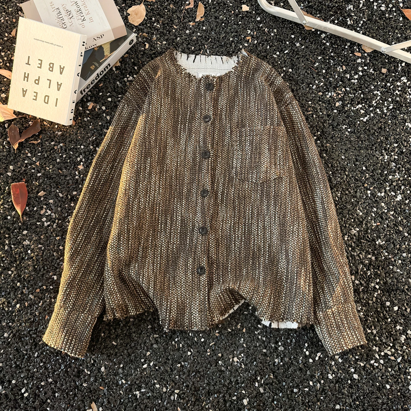 

Vintage Handwoven Unlined Jaet for Men American Sle Youth Faion with Frayed s And Cool Haome Appeal Spring Wear