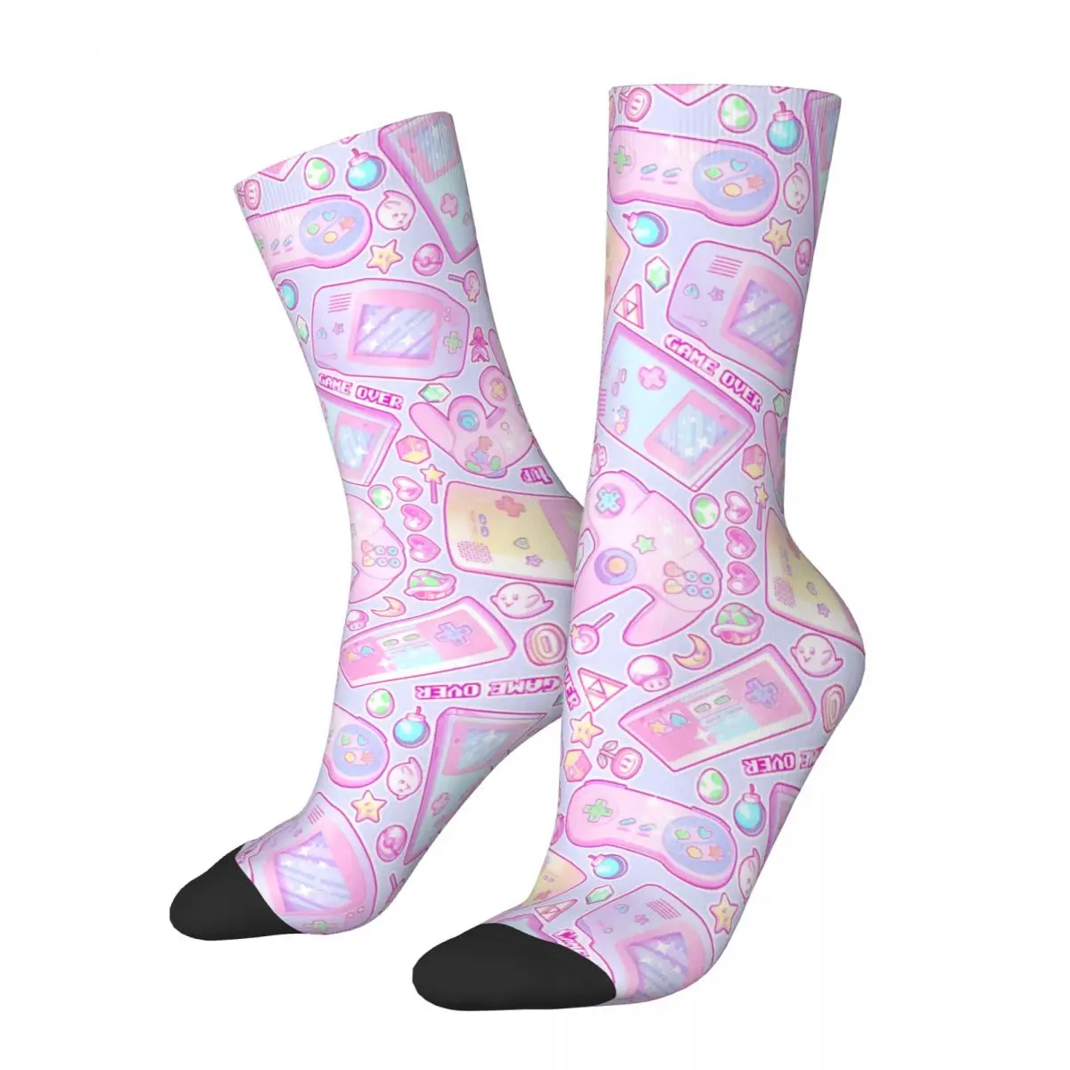 Power Up Pink Game Console Controller Socks Male Mens Women Spring Stockings Printed