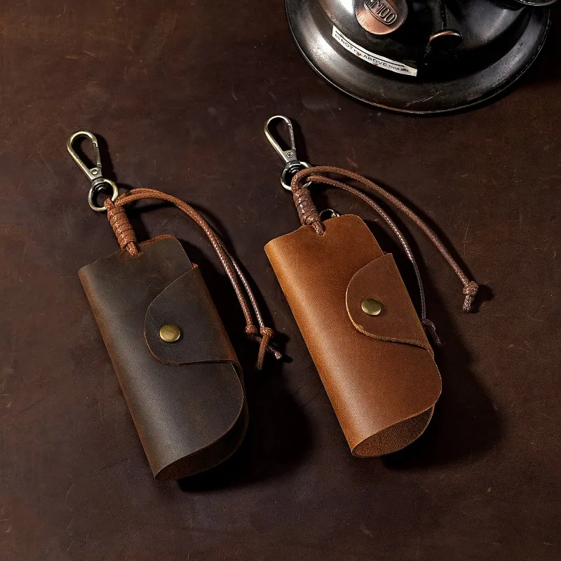 Keychain Pendant Genuine Leather Car Key Protector Household Anti-lost Waist Hanging Key Bag Father's Day Gift, Boyfriend Gift