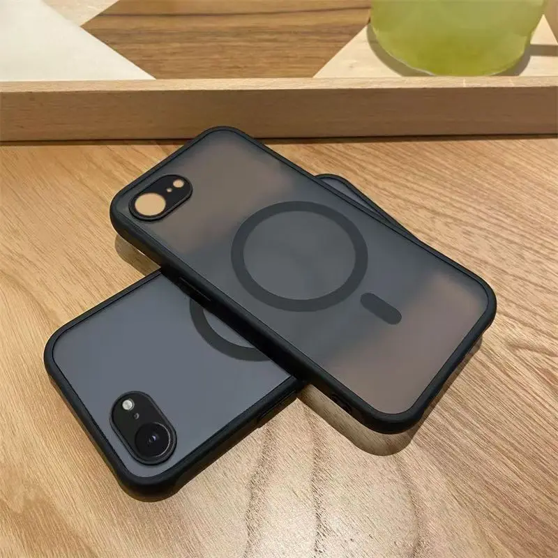 Magnetische Armor-Schutzhülle für MagSafe, stoßfest, matt, transparent, schwarz, modische Hülle für iPhone 17E 16E
