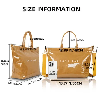 PVC材質,大容量防水手提包,通勤托特包,拉鍊封口,可調式肩帶,女士手提包 10 最佳銷售 手提袋 - №5