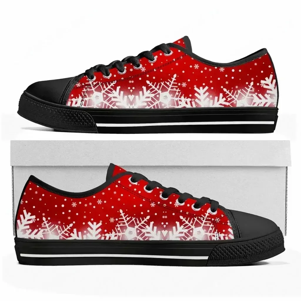 HOT Santa Claus Merry Christmas Snowflake Low Top Sneakers Mens Womens Teenager Canvas High Quality Sneaker Couple Shoes