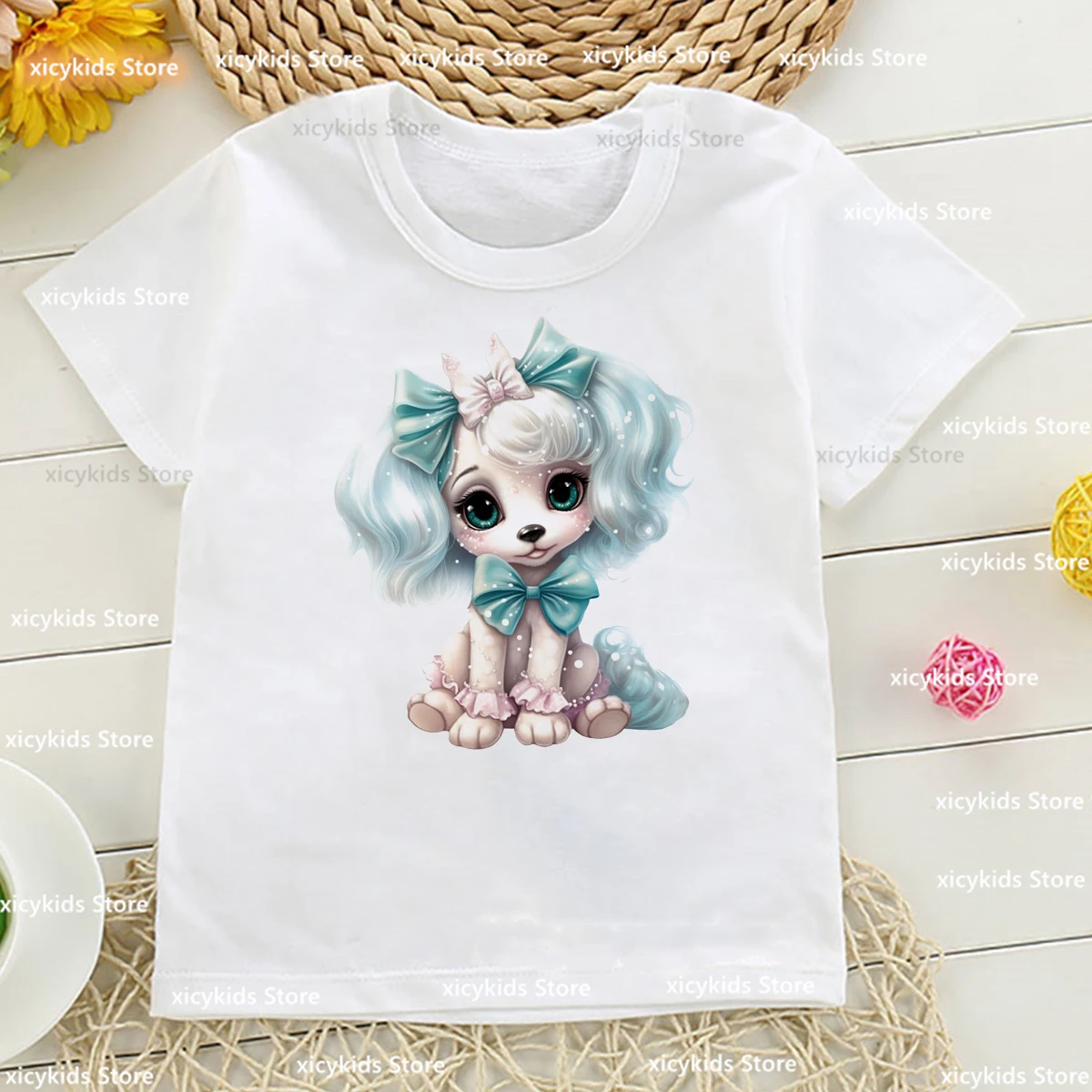 Camiseta divertida con estampado de perro maltés Corgi para niños, camiseta Kawaii para niñas, camiseta blanca de moda, Top de otoño, venta al por