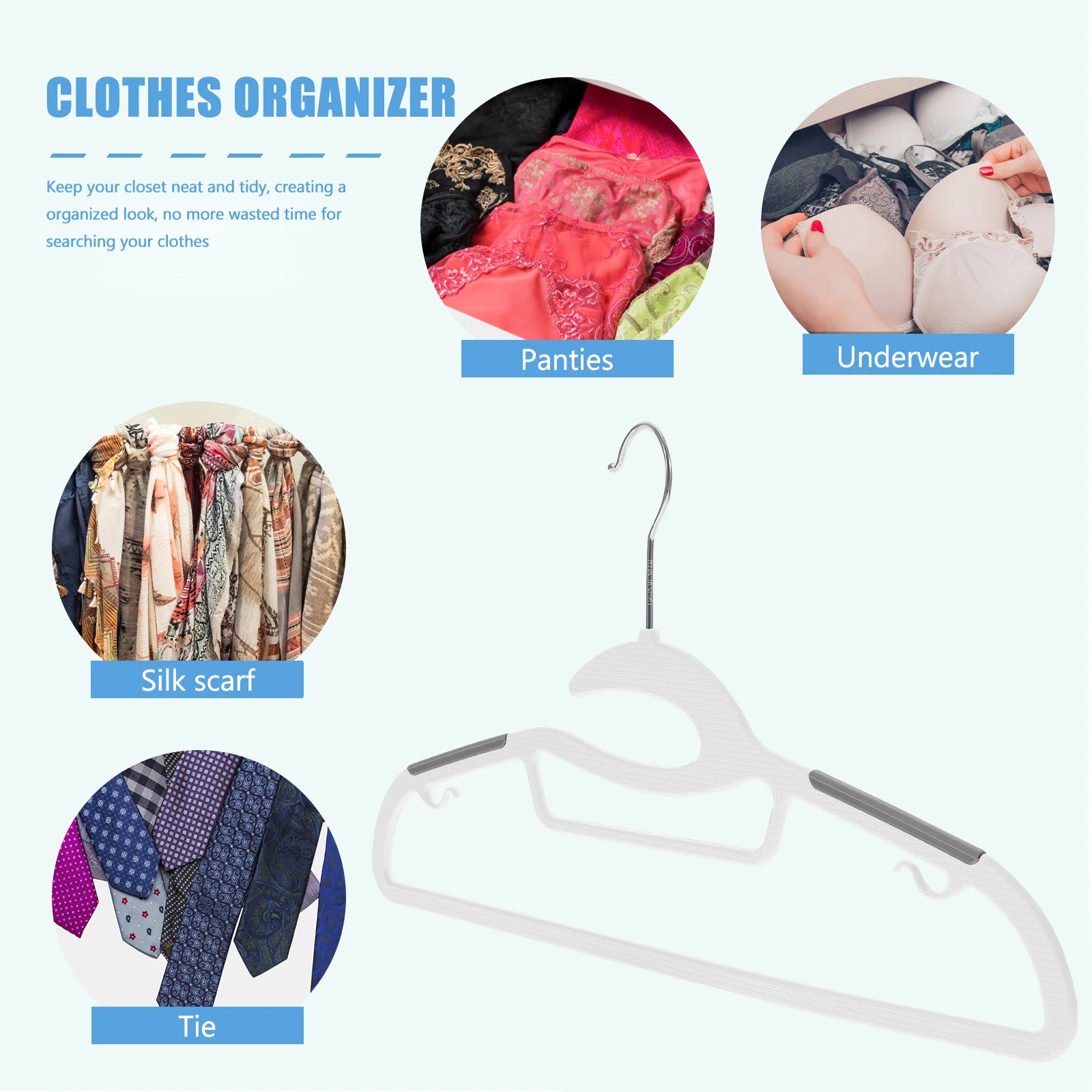 

10pcs Non slip Hanger Coat Hangers Space Saving Wide Heavy Duty Clothes Pants Extra Trousers Plastic ABS Stainless Steel