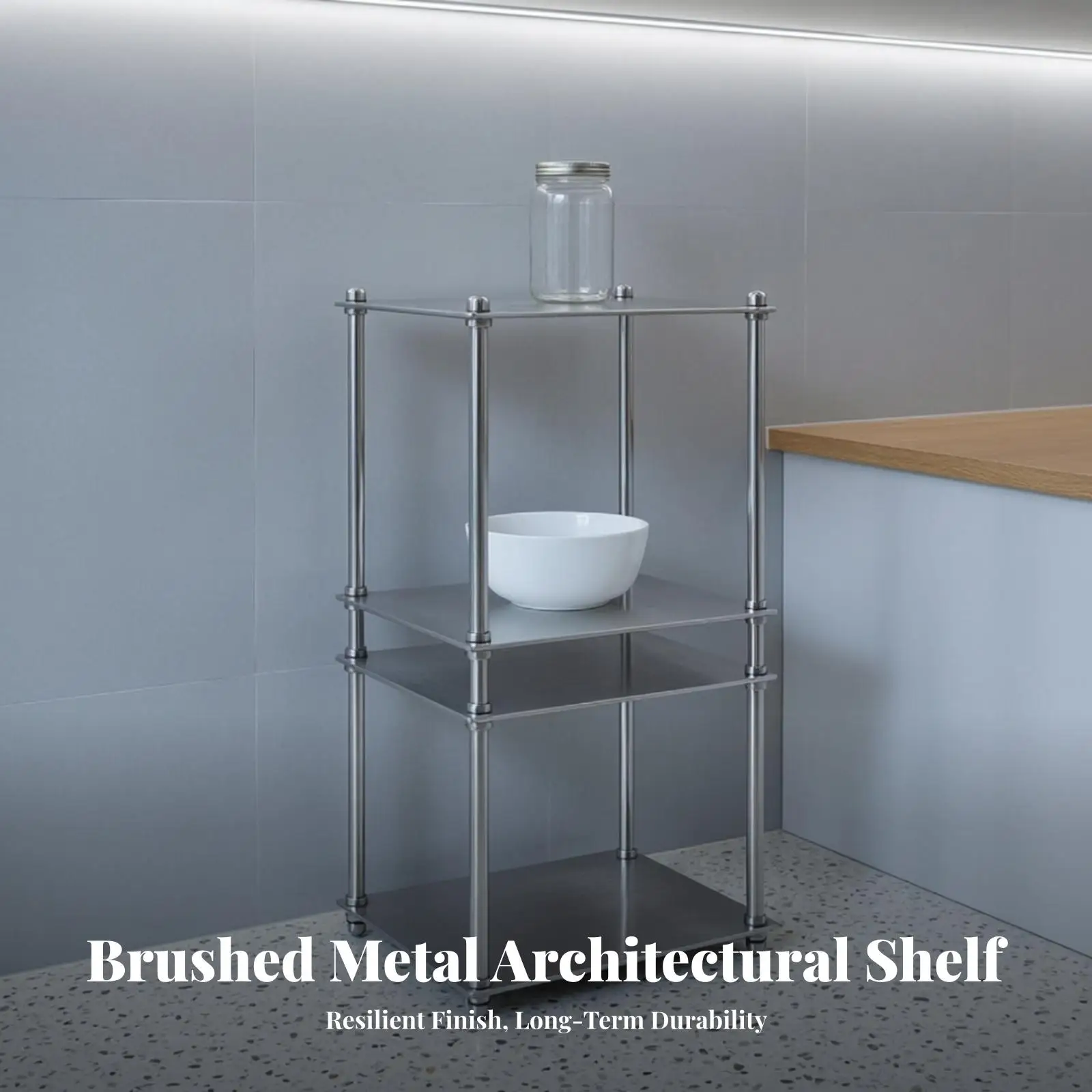 Stainless Steel Modular Shelf Unit Metal Storage Rack with Square Shelves for Books Shoes Kitchen Organization Shelving