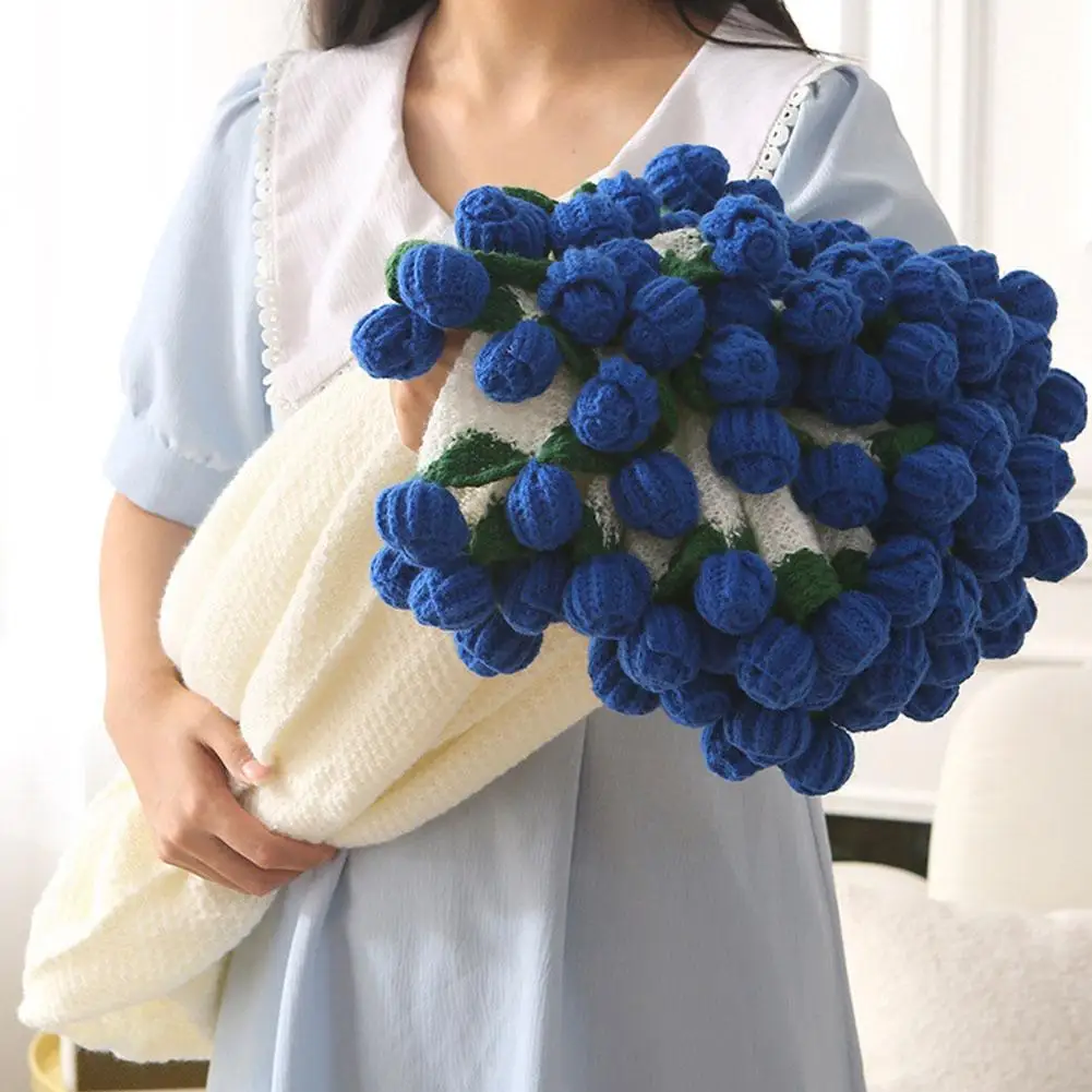 Finished Handmade Crochet Rose Bouquet Blanket Soft And Lightweight Knitted Throw Blankets For Birthday Wedding Decor Gifts