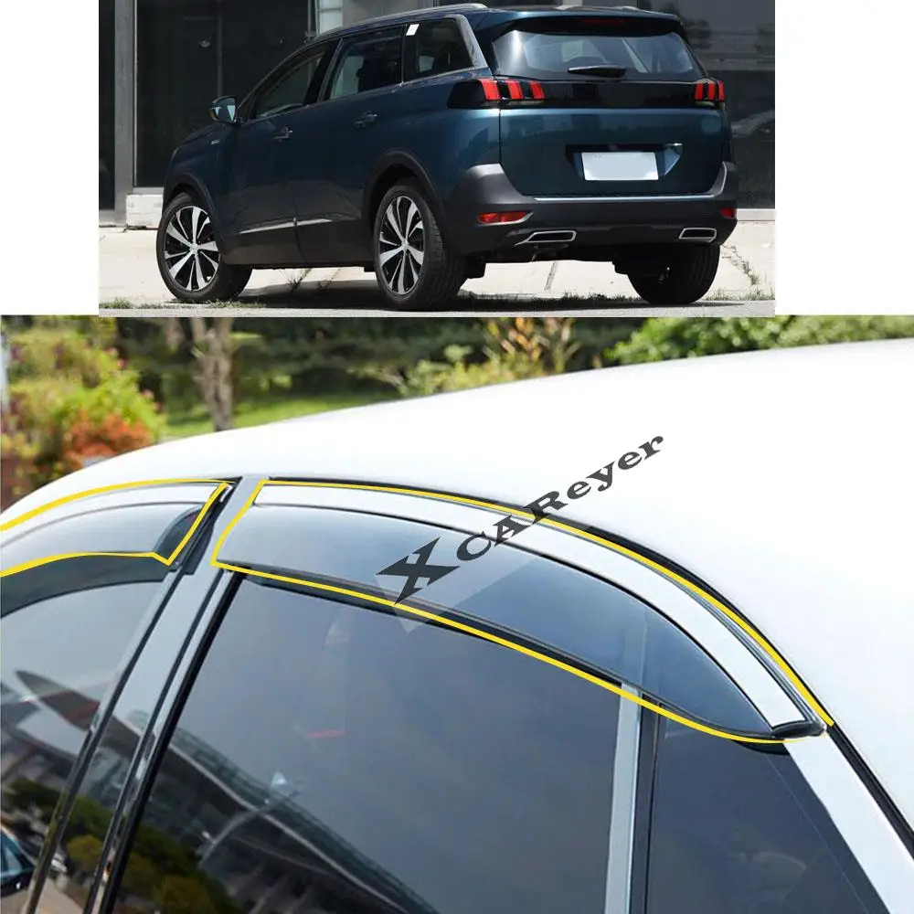 For Peugeot 5008 2016 2017 2018 2019 2020 2021 Car Body Styling Sticker Plastic Window Glass Wind Visor Rain/Sun Guard Vent