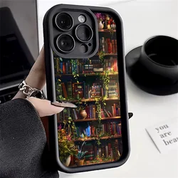 Case for Xiaomi Redmi Note 14 13 12 11 Pro Plus 12S 11S 10S 10 Redmi 13C 12C 14C 4G Flowery Bookshelf Painting Soft Phone Cover
