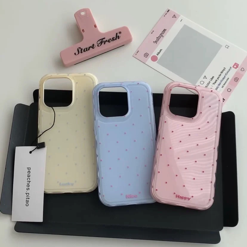 Urocze etui na telefon w kolorze makaroników w kropki INS do iPhone'a 17 Pro Max 16 15 14 13 12 Pro Max 17 Air, modne, odporne na wstrząsy. — zdjęcie produktu 6