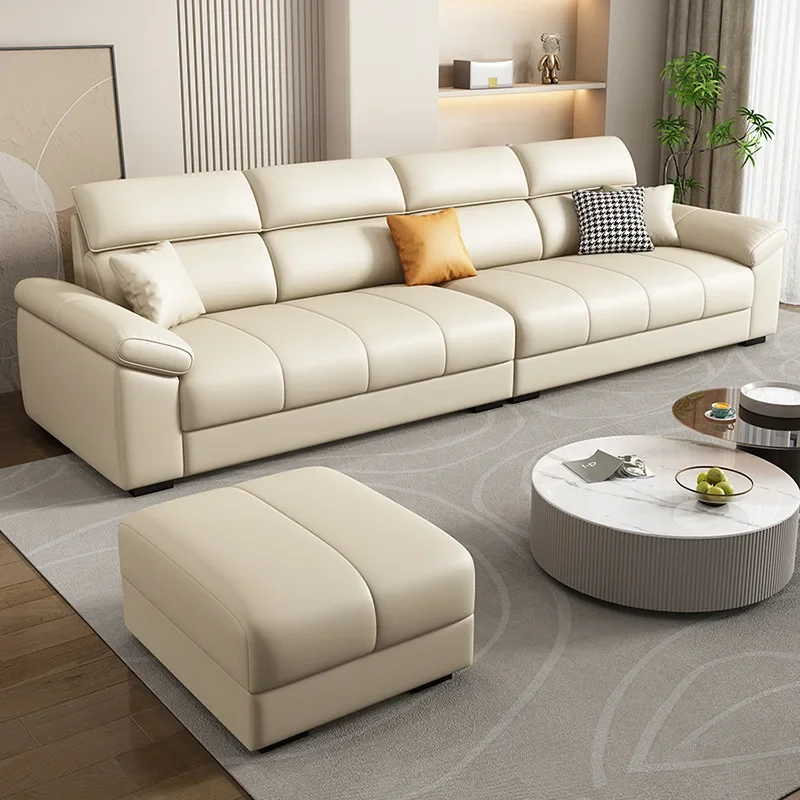 Sofá de tecido de algodão e linho, removível e lavável, sofisticado, simples, moderno, grande e pequeno, apartamento, sala de estar, creme