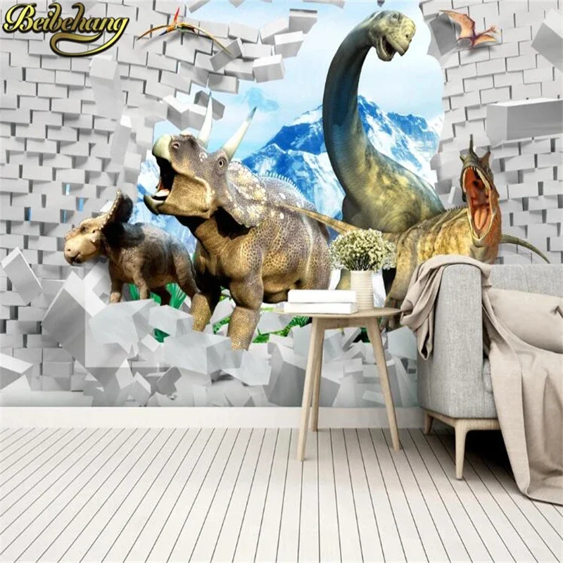 Custom papel de parede 3d Dinosaur wall papers home decor children's room stereo background 3Dphoto wallpaper for wall Stickers