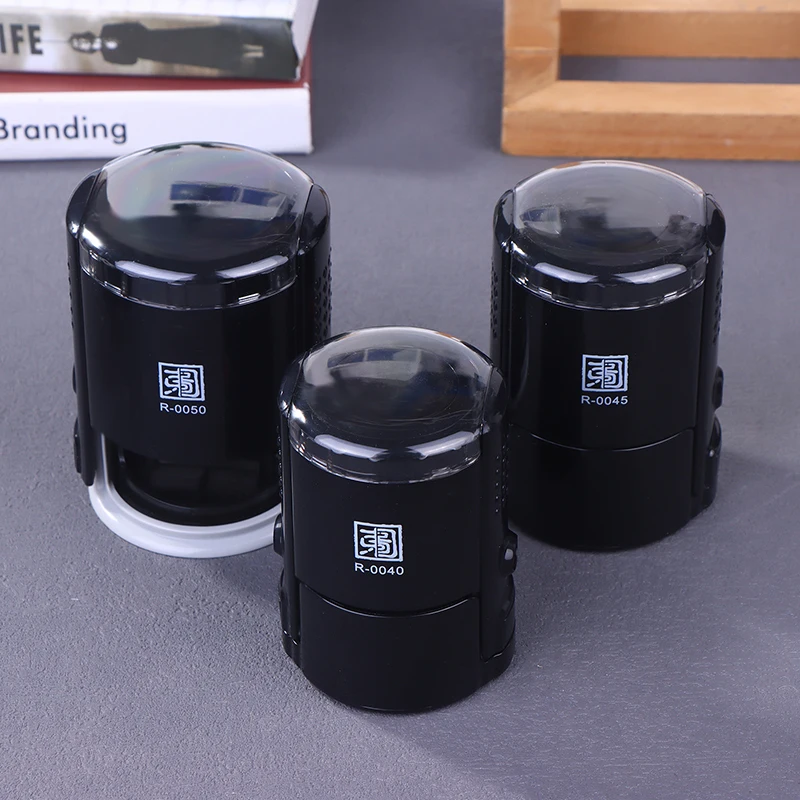 Large Round Custom Text Stamp, Self-Inking and Adjustable Size 25/30/40/50mm