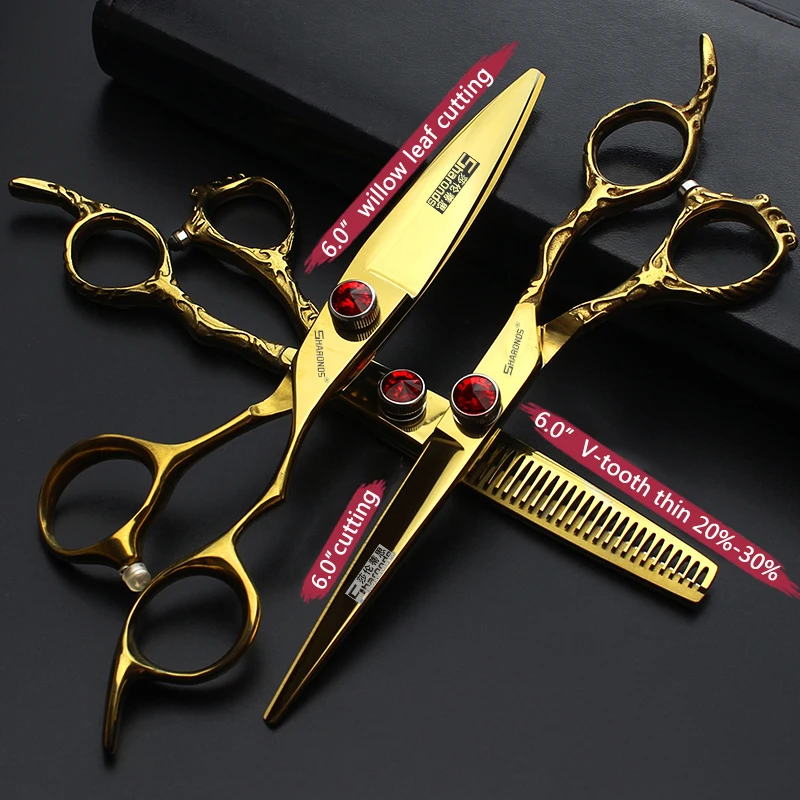 

Barber Haircut Tools 5.5/6/7 Inch Japanese Gold 440c Professional Hairdressing Scissors Hairdresser Dedicated Hair Scissors