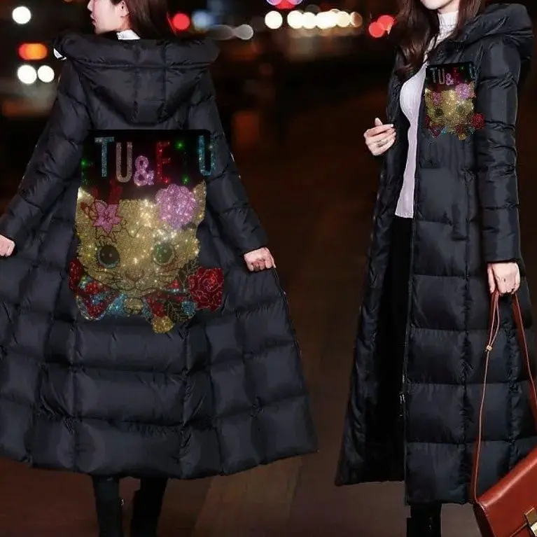 

Утепленная женская хлопковая куртка Thiened Bla Diamond в корейском стиле, длинная, с блестящей поверхностью, приталенная, из хлопка