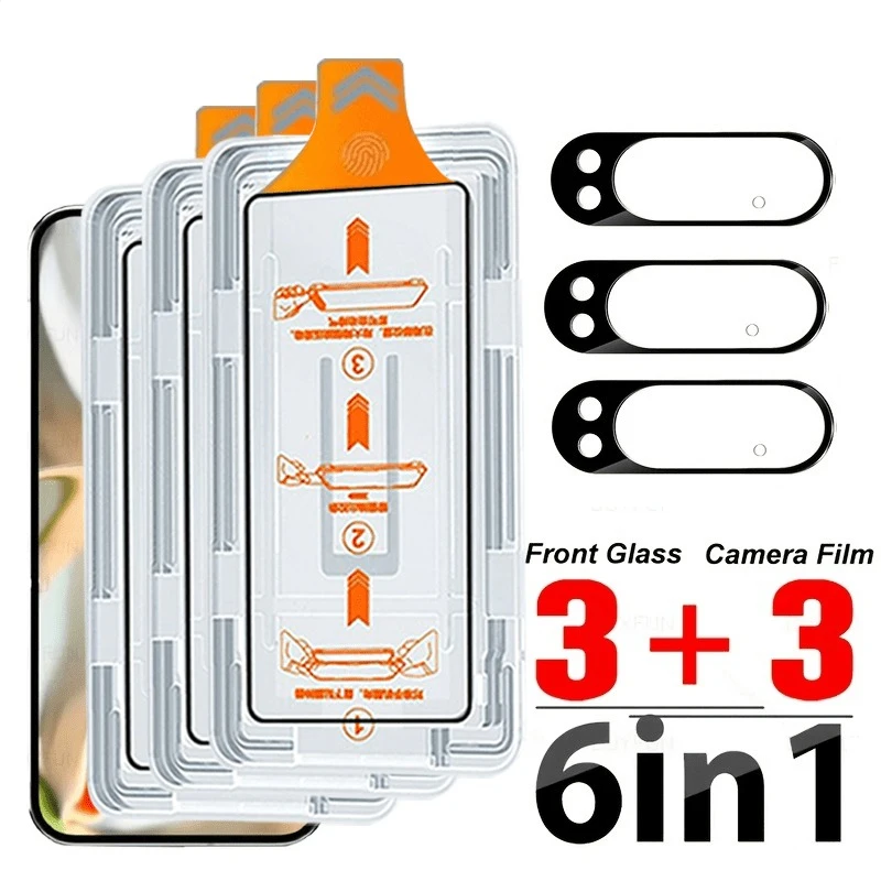 

3 Tempered Glass Display Shield 3 Camera Lens Guards for Google Pixel 678910 Pro/Pixel/XL, Transparent Screen Protector