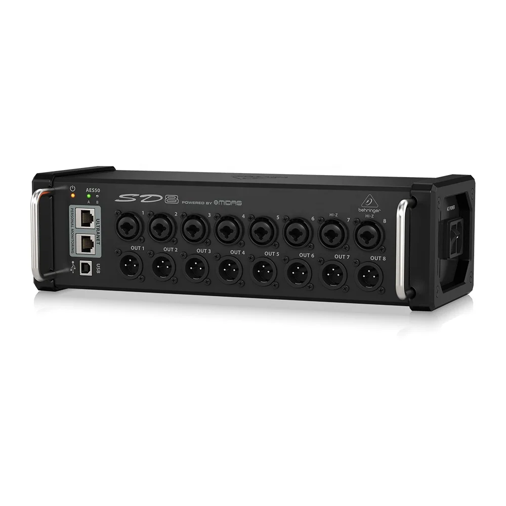 

Цифровой стейджбокс Behringer SD8 с 8 входами и 8 выходами, 2-портовое подключение для цифрового микшера Behringer P-16M Monitor