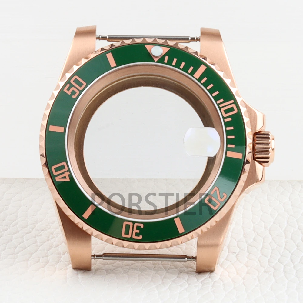 ارتفع الذهب 40 مللي متر NH35 حالة 316L الفولاذ المقاوم للصدأ الياقوت الزجاج ل SUB GMT يخت ماستر NH34 NH35 NH36 NH38 حركة 28.5 مللي متر الطلب #2