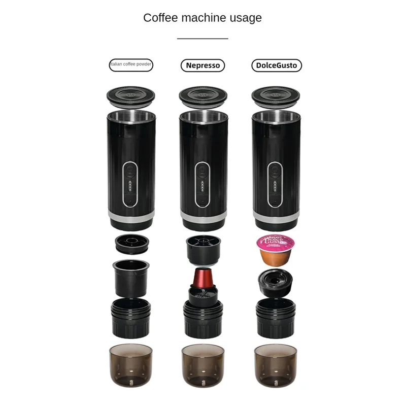 A35R Caffettiera portatile Ricaricabile Riscaldamento wireless Macchina per caffè espresso Caffè per auto Prepara caffè macinato e caffè espresso da viaggio, Durab