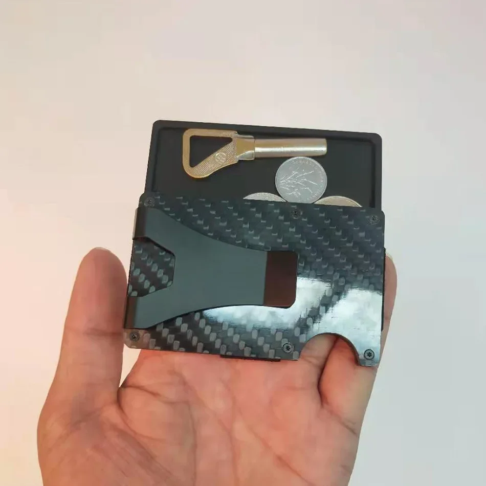 Metall Kreditkarte zurück Clipper Zubehör Kartenhalter Clips Tablett ID Brieftasche Knopf für Air Tag RFID Fall Bargeld Brieftasche Tasche – Detail 16