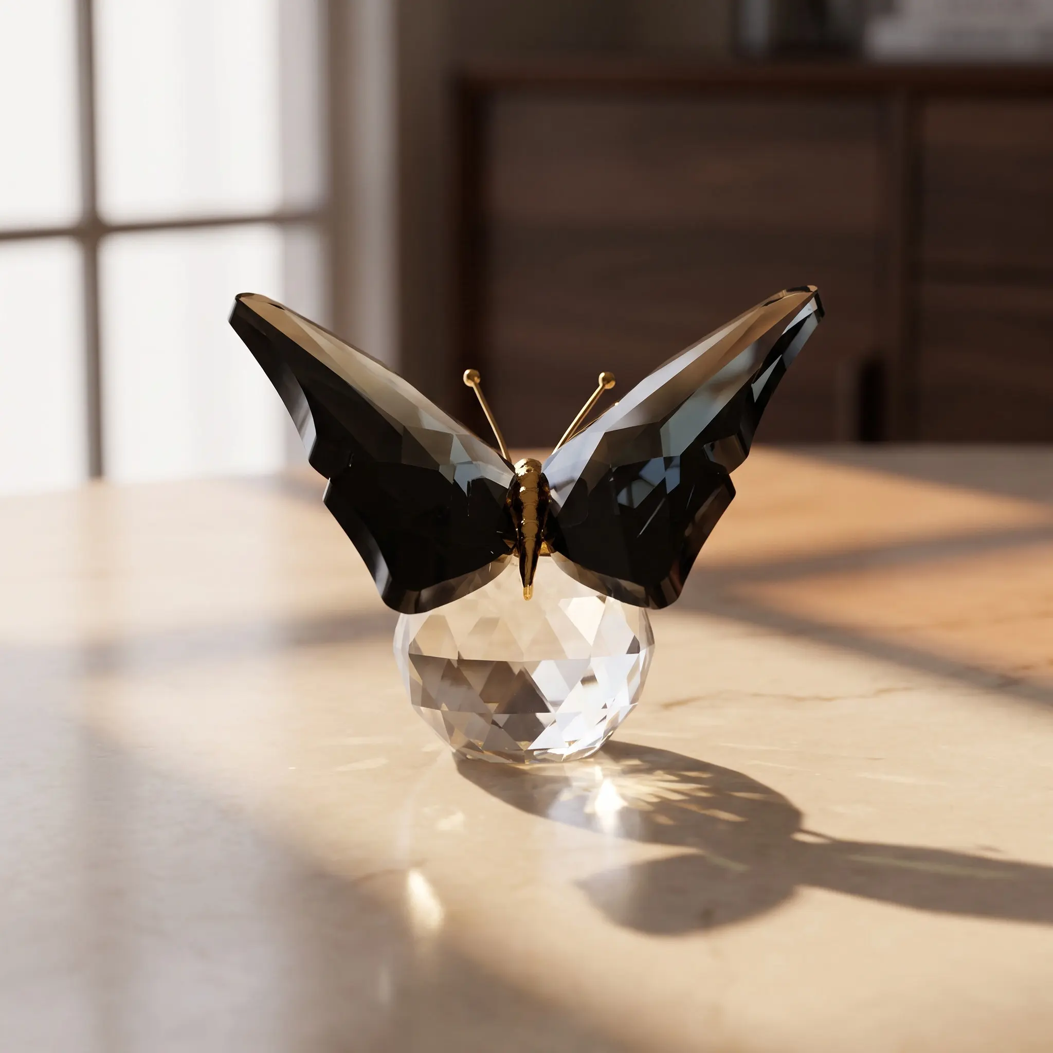 Glass Butterfly Paperweight Crystal Clear Butterfly Decoration Crystal Ball Base Office Table Ornament Desktop Display Glass