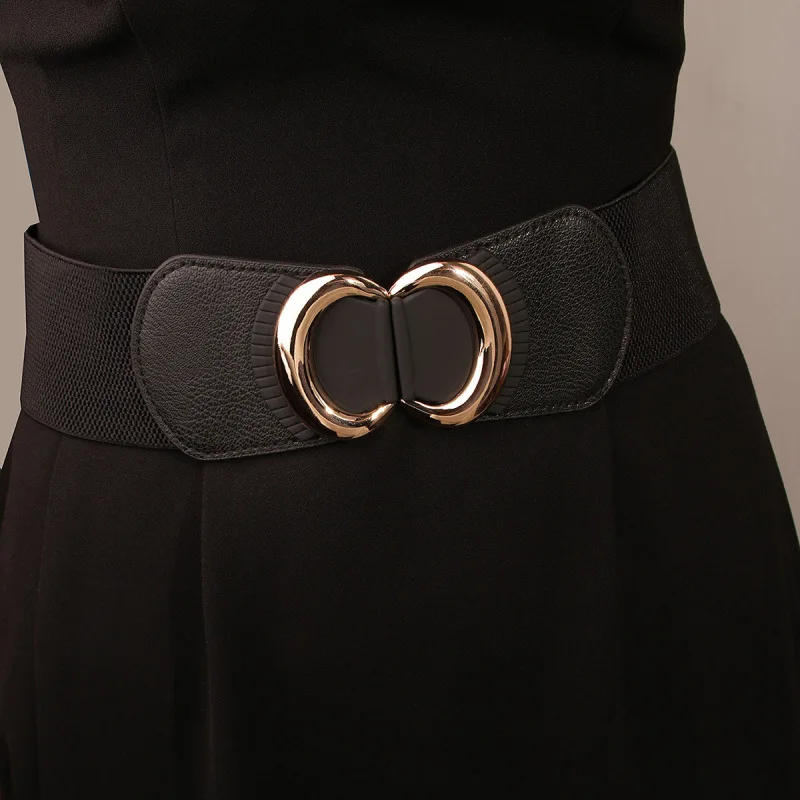 Elastic drawstring inlaid buckle waistband, fashionable Kore