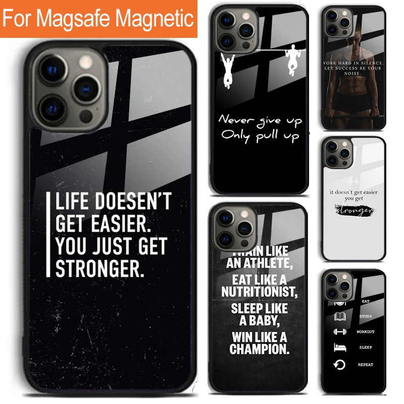 Training Workout Gym Crossfit Quote Phone Case For iPhone 16 15 14 13 12 Pro Max Plus Magsafe Magnetic Wireless Charging Cover