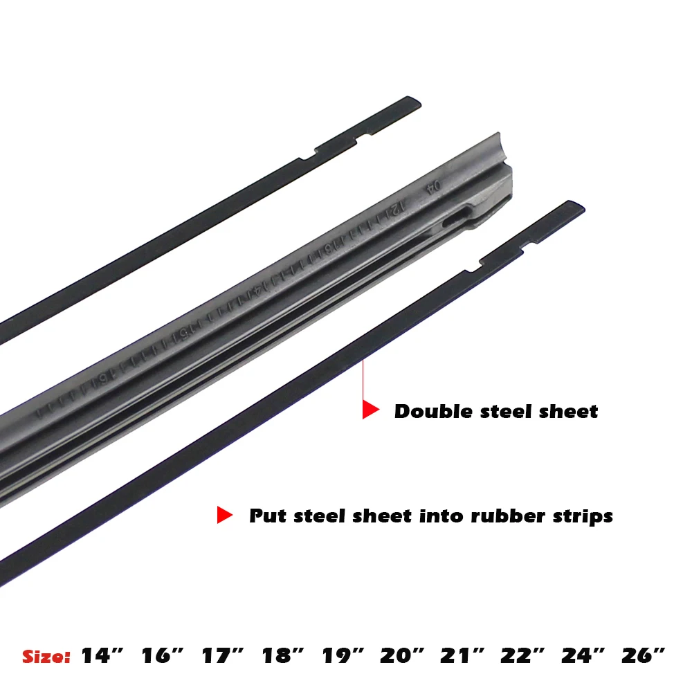 2pcs Car Wiper Blades Windscreen Vehicle Insert Rubber Strip (Refill) 8mm Soft 14\