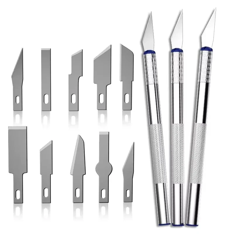 13Pcs Metal Carving Knife Pen Style Art DIY Seal Cutting Manual Combination Paper Cuttings Non-Slip Gadget Precision Repair Tool