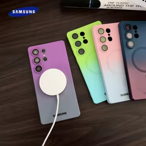 Liquid Silicone Gradient Magnetic Case Samsung Galaxy S25 S24 S23 S22 S21 Ultra Plus Note 20 For Magsafe Wireless Charge Cover