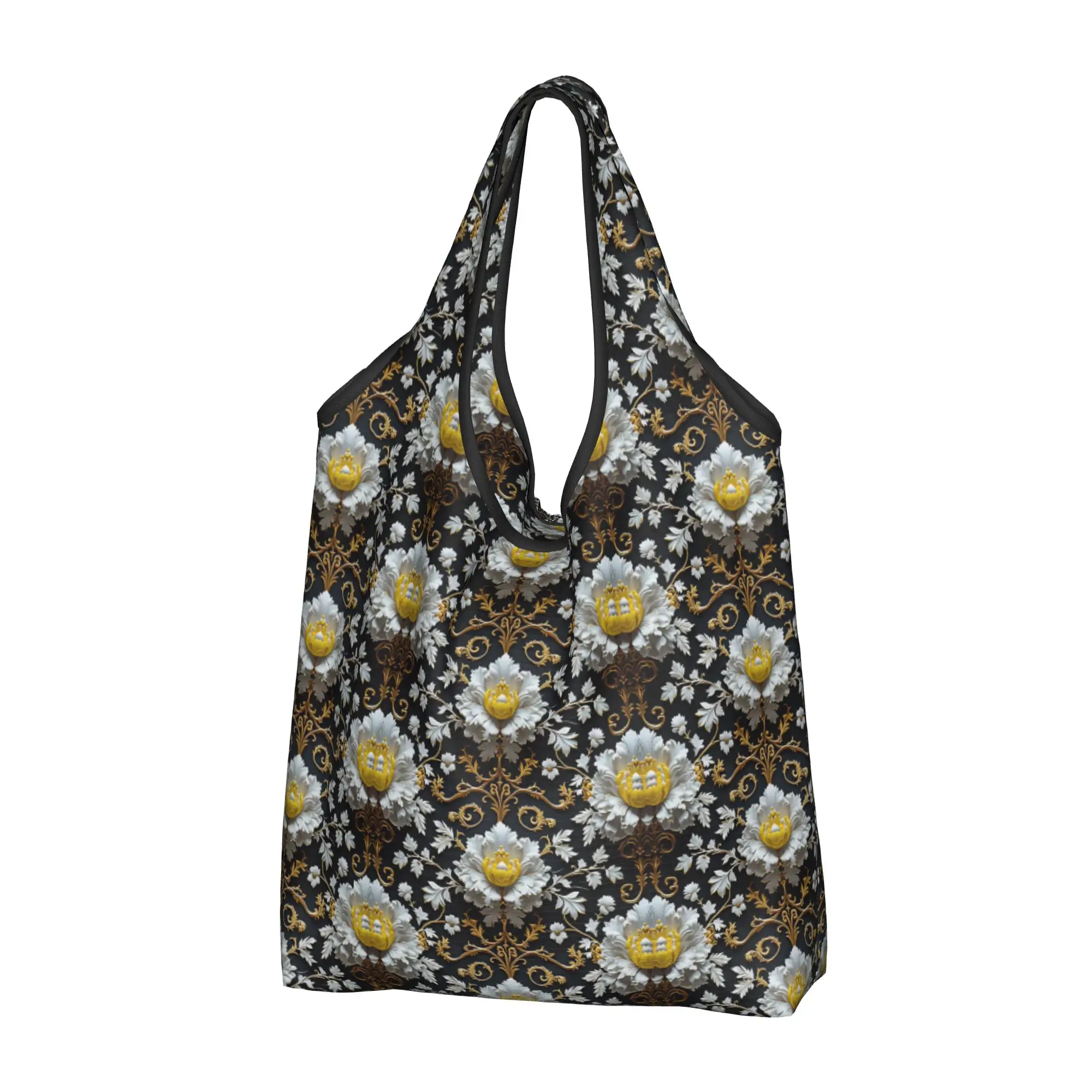 Recycling Luxury High 3D Floral Shopping Bag Women Tote Bag Portable Fashion Trend 3D Flowers Grocery Shopper Bags